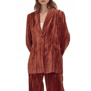 NEW FORE COLLECTION wrinkle velvet loose blazer in orange
